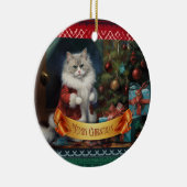 ラグドール猫のクリスマス セラミックオーナメント (右)
