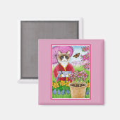 ラグドール猫インガーデン日本の春イースターピンク マグネット (正面/裏面)