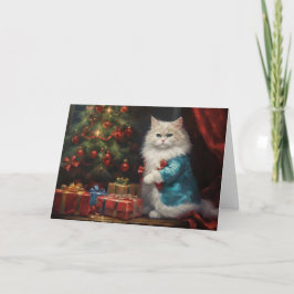 ラグドール猫クリスマスグリーティングカード サンキューカード