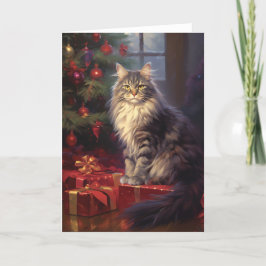 ラグドール猫クリスマスグリーティングカード サンキューカード