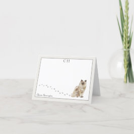 ラグドール猫グレイ縁どモノグラム名を折り畳んだ サンキューカード