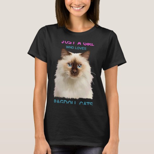 ラグドール猫ラグドールが大好きな女の子 Tシャツ (正面)