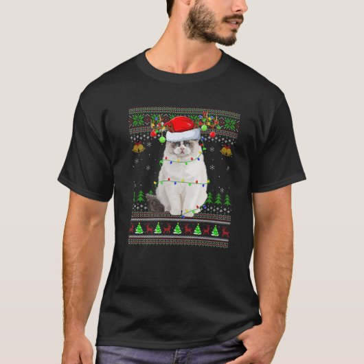 ラグドール猫好きクリスマスサンタラグドールブリークリスマ Tシャツ (正面)