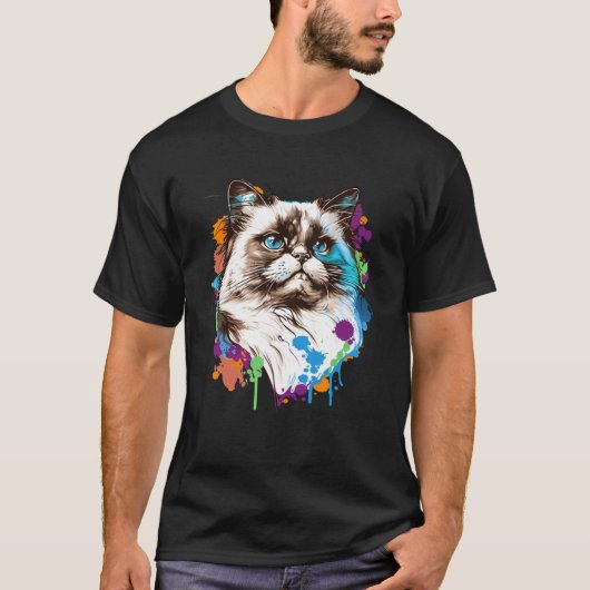 ラグドール猫種カラフルママレディ Tシャツ (正面)