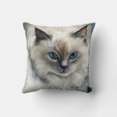 ラグドール猫顔飾り枕 – 水彩 クッション (裏面)