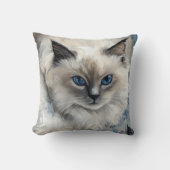ラグドール猫顔飾り枕 – 水彩 クッション (正面)