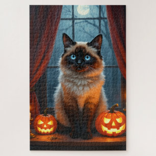 ラグドール猫 ゴシック ハロウィン肖像画アート ジグソーパズル