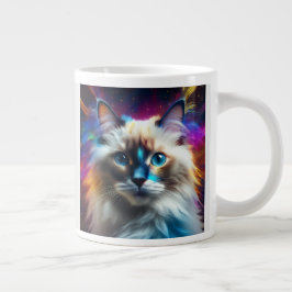 ラグドール種の猫の色の爆発の背景 ジャンボコーヒーマグカップ