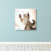 ラグドール遊の子猫とシャボン玉 キャンバスプリント (インサイチュ (ウッドフロア))