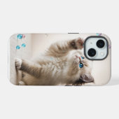 ラグドール遊の子猫とシャボン玉 iPhone 15ケース (裏面横)