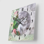 ラグドール·キャットバイ·ヒドランゲア スクエア壁時計 (傾斜)
