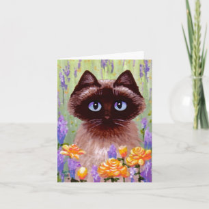 ラグドール シャム ブルマーズ 猫 花 ローズ アート カード