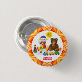 ラグドール、テディと笑顔の太陽パーソナライズされた 缶バッジ (正面&裏面)