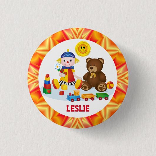 ラグドール、テディと笑顔の太陽パーソナライズされた 缶バッジ (正面)