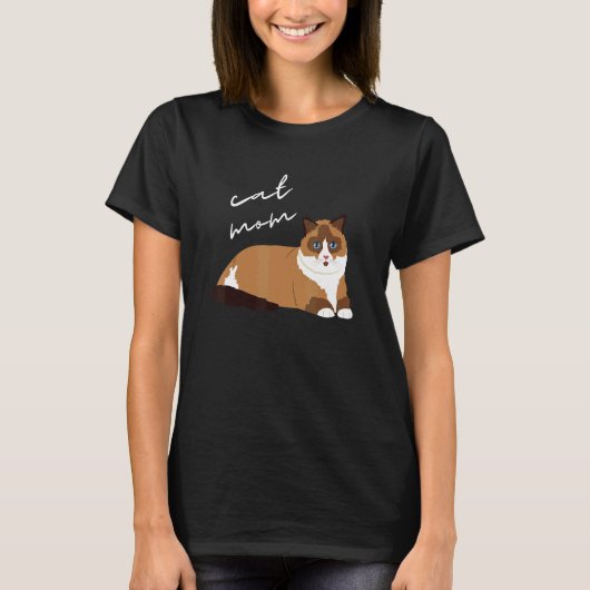ラグドール+猫のママのための猫 Tシャツ (正面)