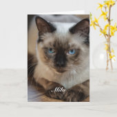 ラグドール 猫の写真と名前のオーダーメイドグッズ カード (黄色い花)