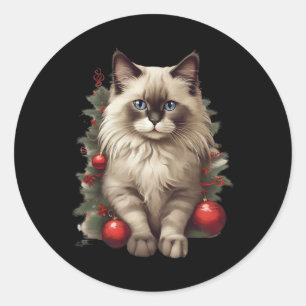 ラグドール 猫 クリスマス 風船 ラウンドシール