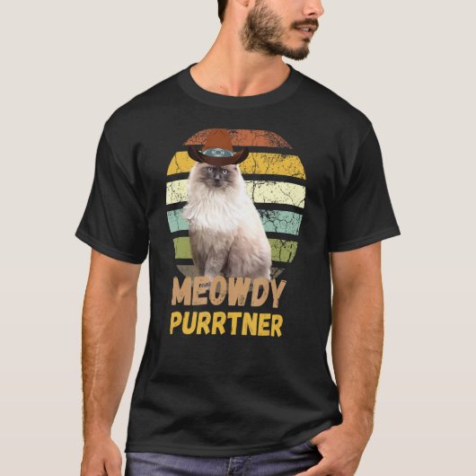 ラグドールMeowdy Purrtner - Mashup おもしろい Between Meo Tシャツ (正面)