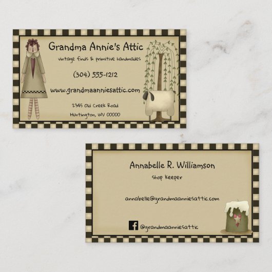 ラグドー初期のルの柳の木の素朴国 名刺 (正面/裏面)