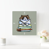 ラグド頭が切れるル子猫本 スクエア壁時計 (ホーム)