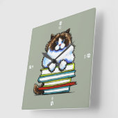 ラグド頭が切れるル子猫本 スクエア壁時計 (傾斜)