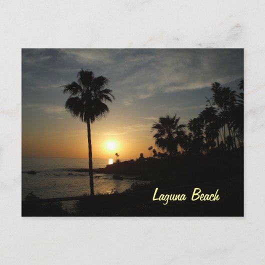 ラグナのビーチの日没の郵便はがき ポストカード (正面)