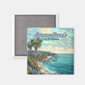 ラグナビーチカリフォルニアオレンジカウンティヴィンテージ マグネット (正面/裏面)
