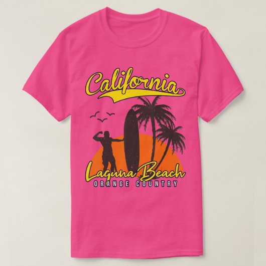 ラグナビーチカリフォルニアサーフィンサンセットサーファー Tシャツ (デザイン正面)