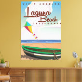 ラグナビーチカリフォルニアヴィンテージ旅行ポスター キャンバスプリント (インサイチュ (リビング))