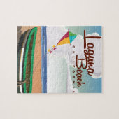 ラグナビーチカリフォルニアヴィンテージ旅行ポスター ジグソーパズル (横)