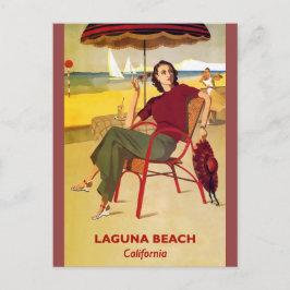 ラグナビーチカリフォルニアヴィンテージ旅行ポスター ポストカード