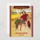 ラグナビーチカリフォルニアヴィンテージ旅行ポスター ポストカード (正面/裏面)
