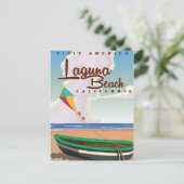 ラグナビーチカリフォルニアヴィンテージ旅行ポスター ポストカード (スタンド正面)