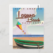 ラグナビーチカリフォルニアヴィンテージ旅行ポスター ポストカード (正面/裏面)