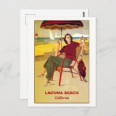 ラグナビーチ，カリフォルニアヴィンテージ旅行ポスター ポストカード (正面/裏面)