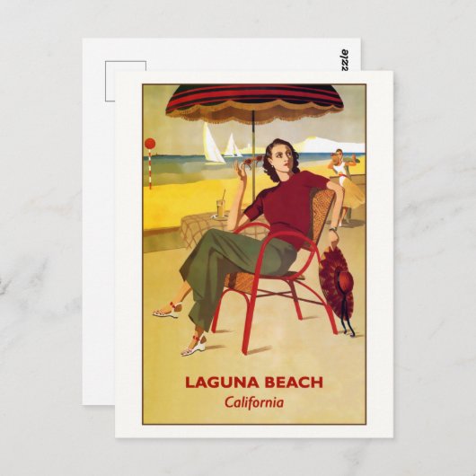 ラグナビーチ,カリフォルニアヴィンテージ旅行ポスター ポストカード (正面/裏面)