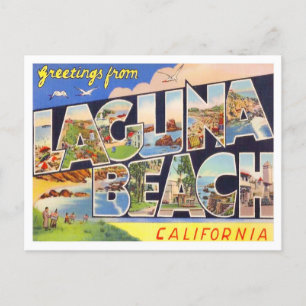 ラグナビーチ，カリフォルニア州ヴィンテージビッグレター ポストカード
