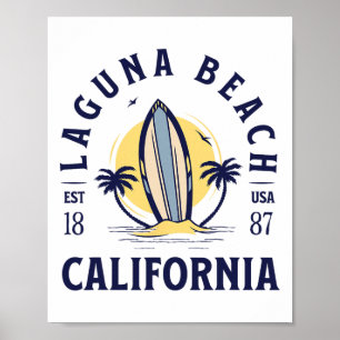 ラグナビーチ カリフォルニア サーフィン 夏のバケーション ヴィンテージ ポスター
