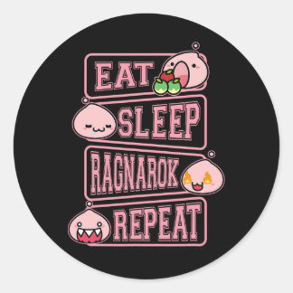 ラグナロク ポーリン Eat Sleep Repeat ゲーマー ミーム Tシャツ ラウンドシール