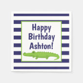 ラグビストライプーパーティーパーソナライズされたナプキン スタンダードカクテルナプキン (正面)