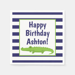 ラグビストライプーパーティーパーソナライズされたナプキン スタンダードカクテルナプキン