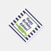 ラグビストライプーパーティーパーソナライズされたナプキン スタンダードカクテルナプキン (角)