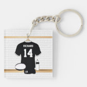ラグビパーソナライズされたージャージー(白黒) キーホルダー (裏面)