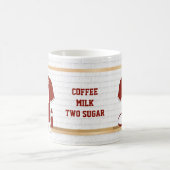 ラグビユニークーファンの赤い白いマグカップ コーヒーマグカップ (中央)