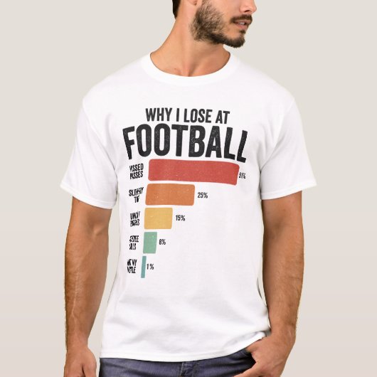 ラグビーおもしろいグで負けるサッカースポーツ Tシャツ (正面)