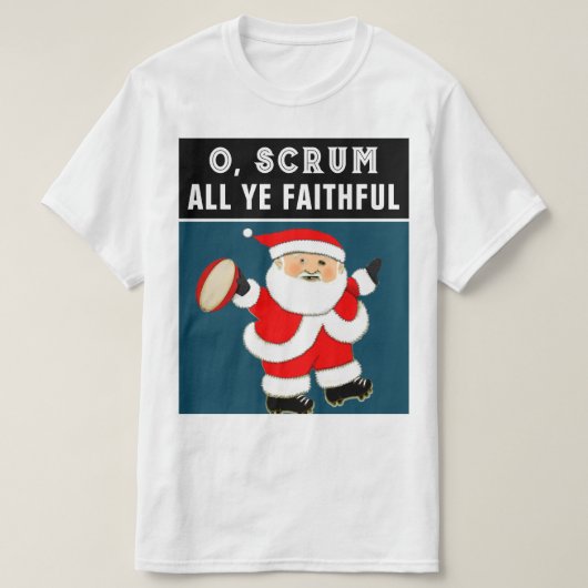 ラグビーおもしろいグクリスマスTシャツ Tシャツ (デザイン正面)