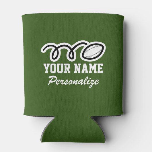 ラグビーおもしろいボール漫画名前をカスタムする誕生日プレゼント 缶クーラー (裏面)