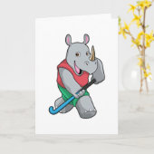 ラグビーでホッケー ハッケーのバット カード (黄色い花)