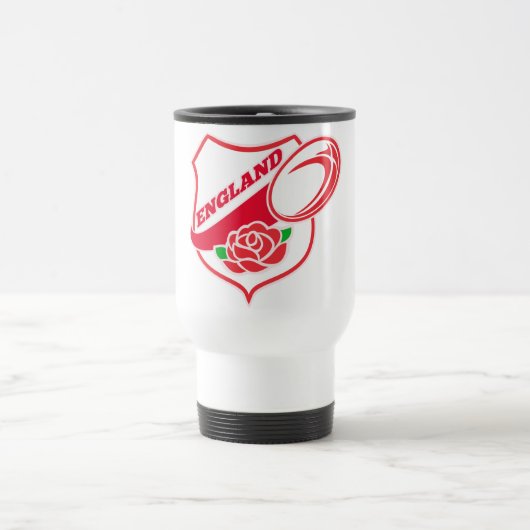 ラグビーのイギリスの英国のばら色の球の盾 トラベルマグ (中央)