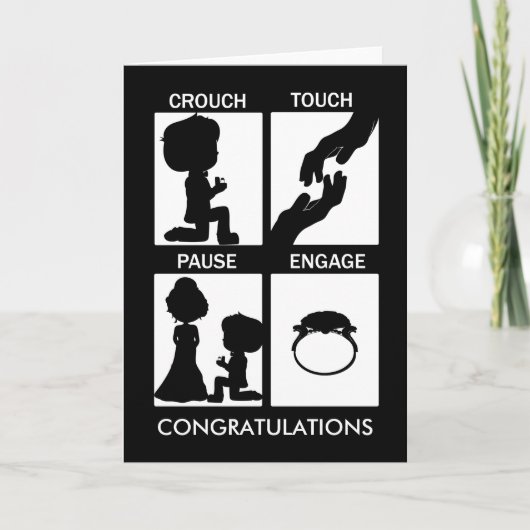 ラグビーのテーマのお祝いの婚約 カード (正面)